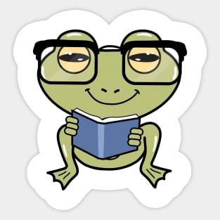 Frog as Student with Book Sticker